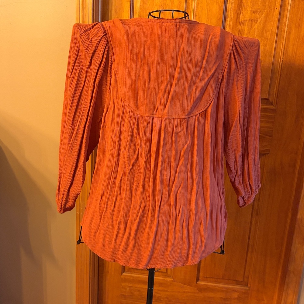Embroidered Rust Women's Top - Picture 4 of 4